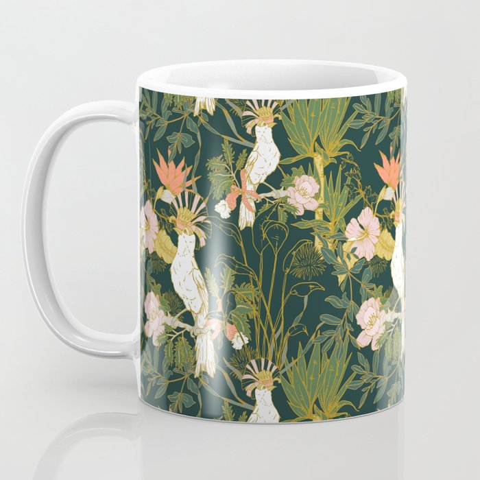 Drawing of exotic birds in the dark jungle Coffee Mug Gallery Image 3