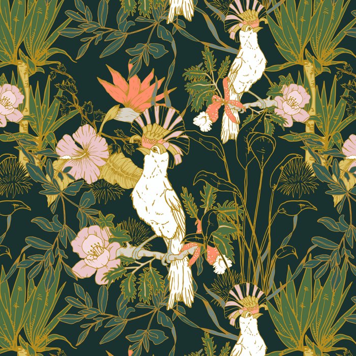 Drawing of exotic birds in the dark jungle Coffee Mug Gallery Image 2