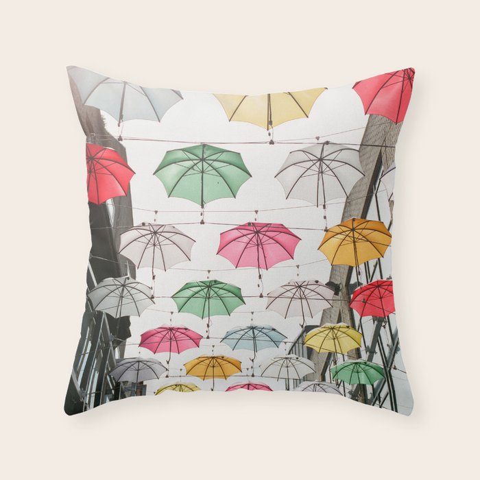 Ireland Dublin | Colorful street photography | Umbrella's Throw Pillow Gallery Image 6