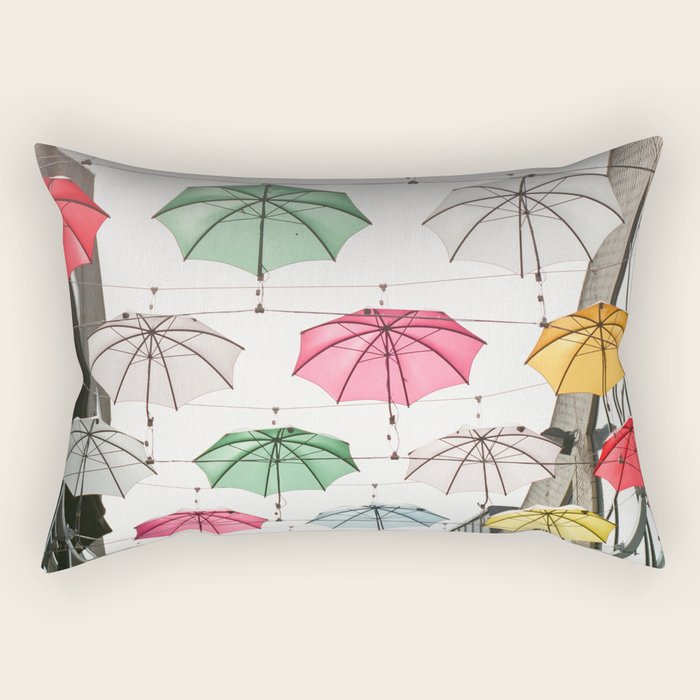 Ireland Dublin | Colorful street photography | Umbrella's Rectangular Pillow Gallery Image 1