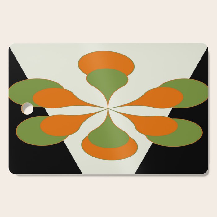 Mid-Century Modern Art 1.4 - Green & Orange Flower Cutting Board Gallery Image 1