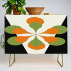 Mid-Century Modern Art 1.4 - Green & Orange Flower Credenza Gallery Image 1