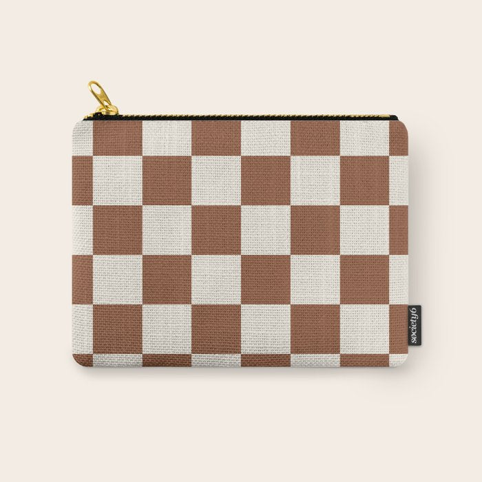 Checkered (Brown Cream) Carry All Pouch Gallery Image 1