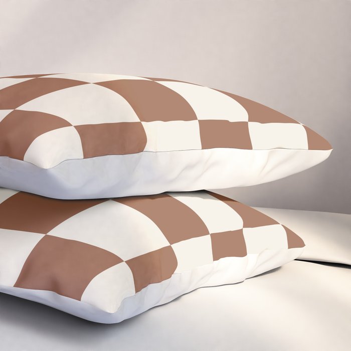 Checkered (Brown Cream) Pillow Sham Gallery Image 3