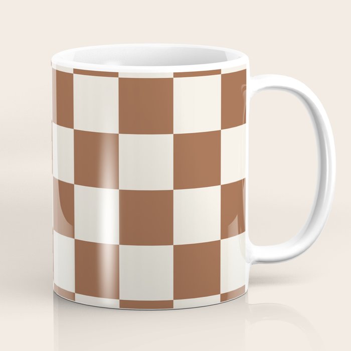 Checkered (Brown Cream) Coffee Mug Gallery Image 1
