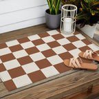 Checkered (Brown Cream) Outdoor Rug Gallery Image 2