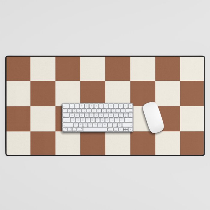 Checkered (Brown Cream) Desk Mat Gallery Image 1