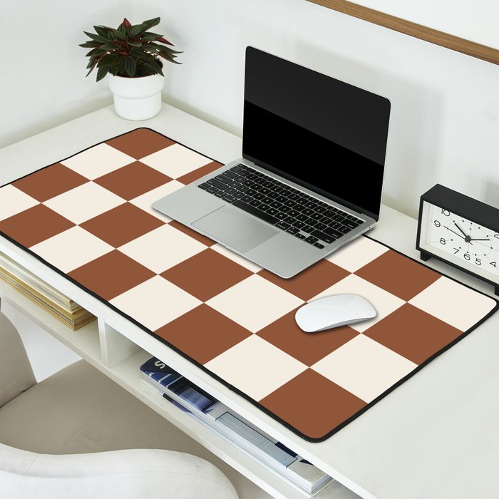 Checkered (Brown Cream) Desk Mat Gallery Image 2