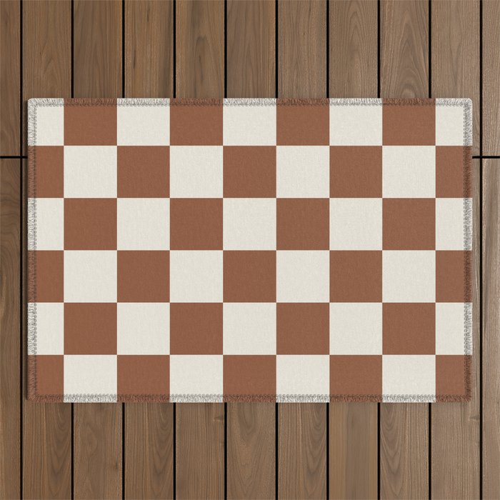 Checkered (Brown Cream) Outdoor Rug Gallery Image 1