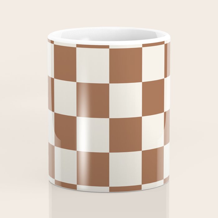 Checkered (Brown Cream) Coffee Mug Gallery Image 4
