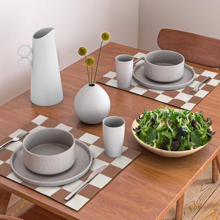 Checkered (Brown Cream) Placemat Gallery Image 2