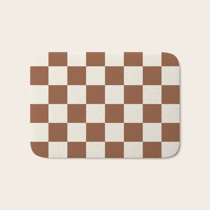 Checkered (Brown Cream) Bath Mat Gallery Image 1