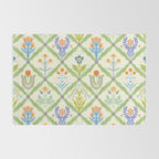 Vintage Botanical Floral Tile Pattern Rug Gallery Image 2