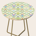 Vintage Botanical Floral Tile Pattern Side Table Gallery Image 2