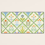 Vintage Botanical Floral Tile Pattern Desk Mat Gallery Image 3