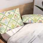 Vintage Botanical Floral Tile Pattern Pillow Sham Gallery Image 2