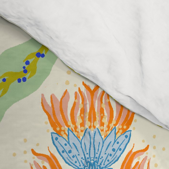 Vintage Botanical Floral Tile Pattern Comforter Gallery Image 4