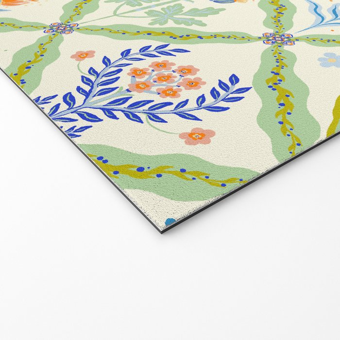 Vintage Botanical Floral Tile Pattern Welcome Mat Gallery Image 2