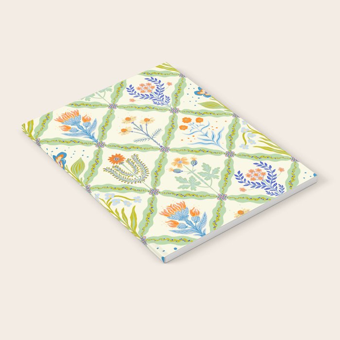 Vintage Botanical Floral Tile Pattern Notebook Gallery Image 2