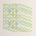 Vintage Botanical Floral Tile Pattern Wrapping Paper Gallery Image 3