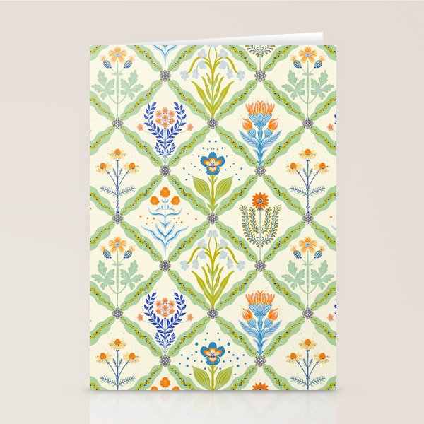 Vintage Botanical Floral Tile Pattern Stationery Card Gallery Image 1