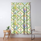 Vintage Botanical Floral Tile Pattern Window Curtain Gallery Image 5