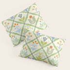 Vintage Botanical Floral Tile Pattern Pillow Sham Gallery Image 3