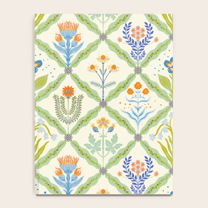 Vintage Botanical Floral Tile Pattern Notebook Gallery Image 4