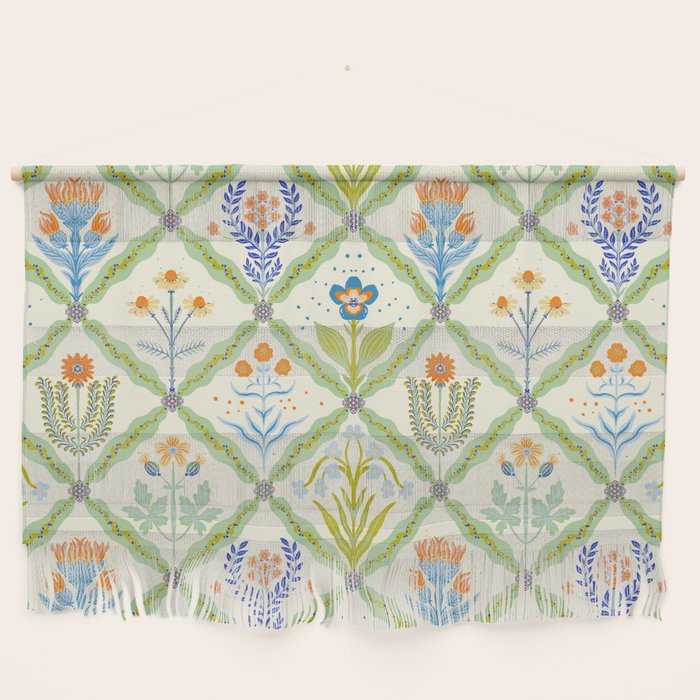 Vintage Botanical Floral Tile Pattern Wall Hanging Gallery Image 1