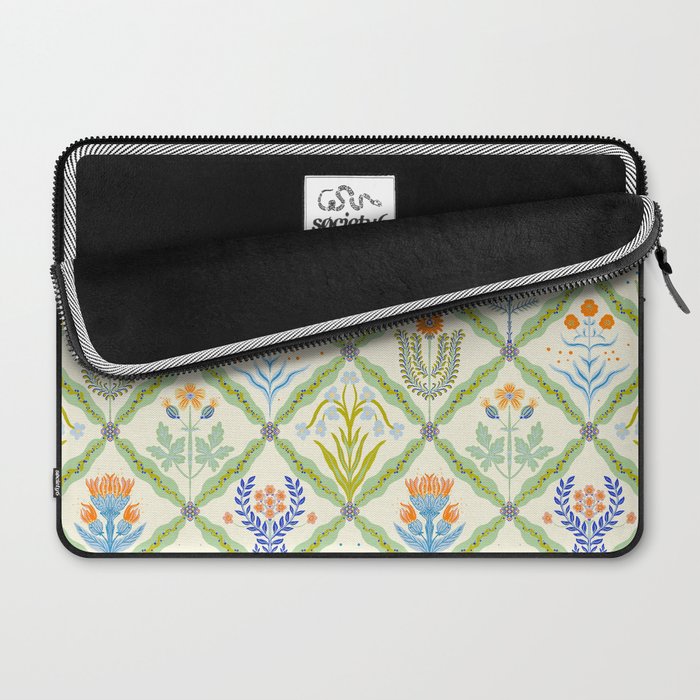 Vintage Botanical Floral Tile Pattern Laptop Sleeve Gallery Image 2