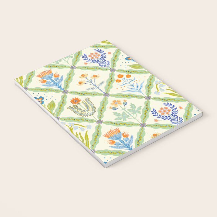 Vintage Botanical Floral Tile Pattern Notebook Gallery Image 3