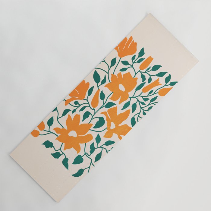 Tangerine & Pine: Matisse Flowers & Leaves Yoga Mat Gallery Image 1