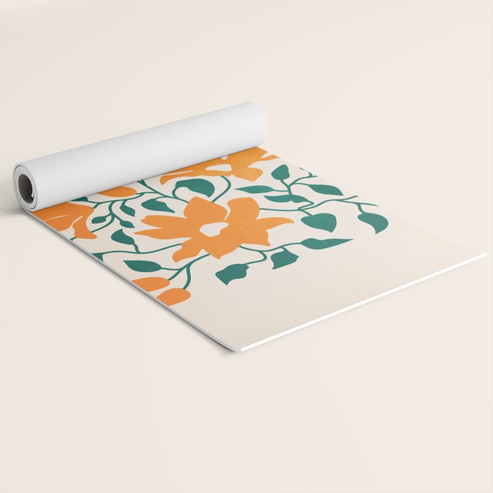 Tangerine & Pine: Matisse Flowers & Leaves Yoga Mat Gallery Image 2
