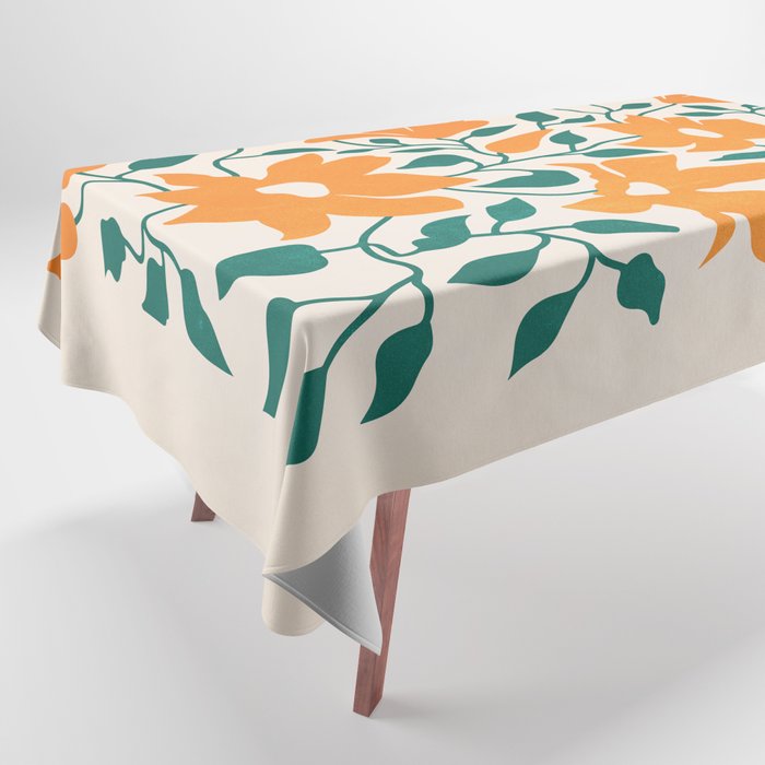 Tangerine & Pine: Matisse Flowers & Leaves Tablecloth Gallery Image 1
