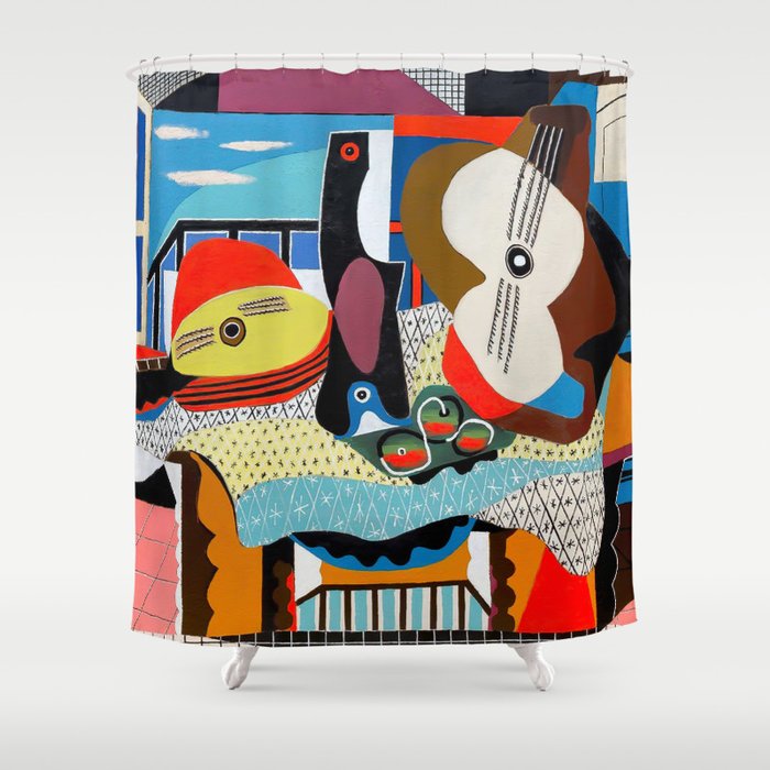 Picasso - Mandolin and Guitar (Mandoline et guitare) 1924 Artwork Shower Curtain Gallery Image 1