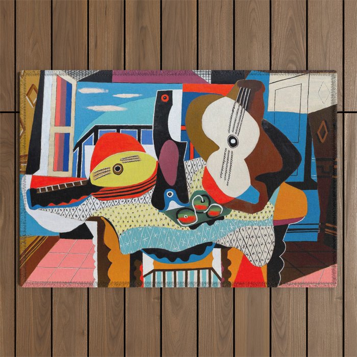Picasso - Mandolin and Guitar (Mandoline et guitare) 1924 Artwork Outdoor Rug Gallery Image 1