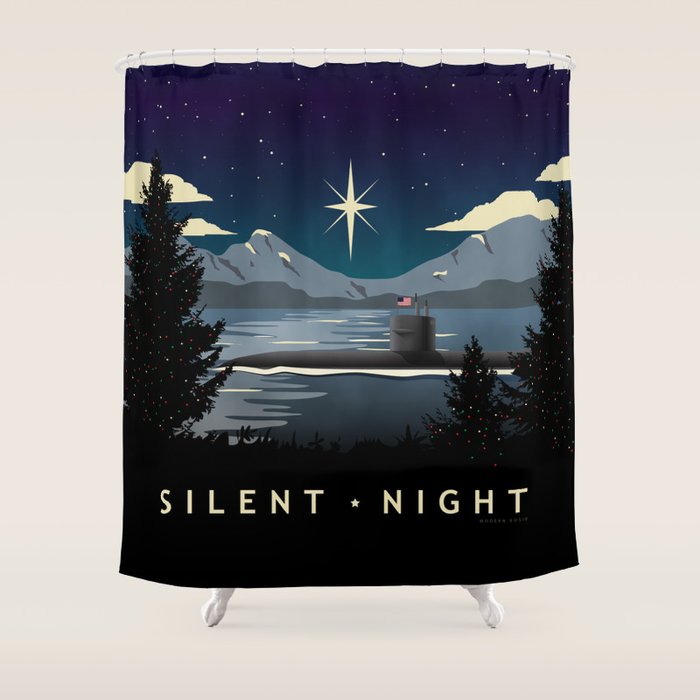 Silent Night - Submarine Holiday Shower Curtain Gallery Image 1