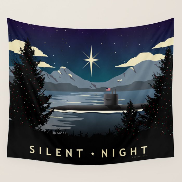 Silent Night - Submarine Holiday Wall Tapestry Gallery Image 4