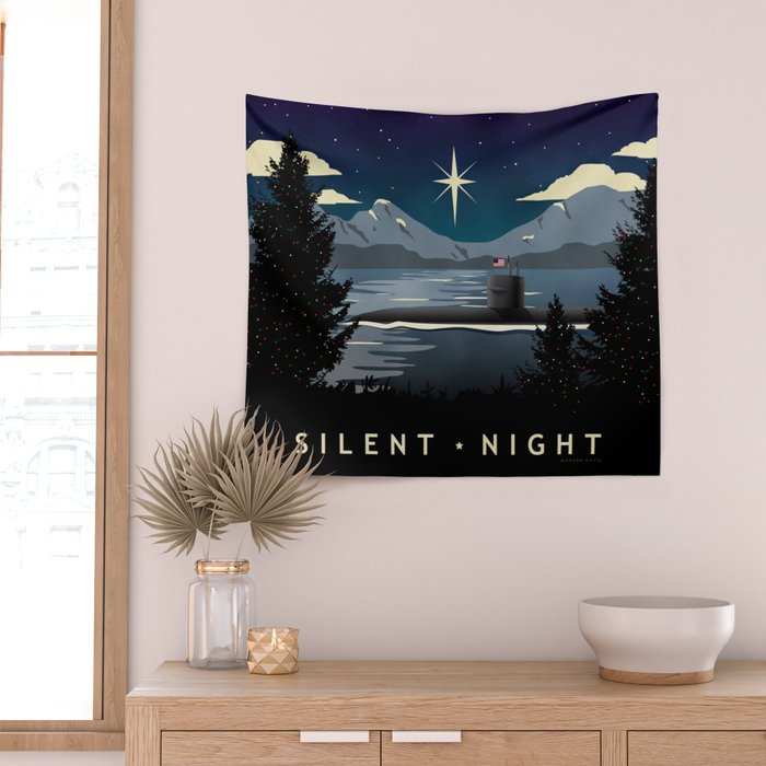 Silent Night - Submarine Holiday Wall Tapestry Gallery Image 2