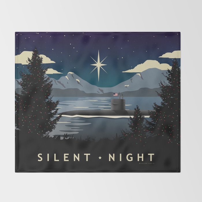 Silent Night - Submarine Holiday Throw Blanket Gallery Image 2