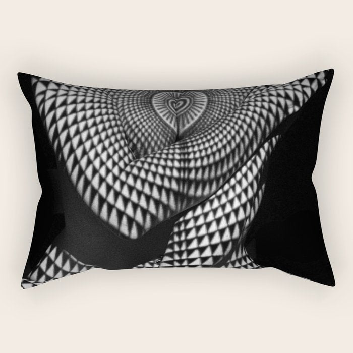 0622-JAL Heart Shape Pattern on Breasts and Nude Body Abstracted by Optical Patten Rectangular Pillow Gallery Image 1