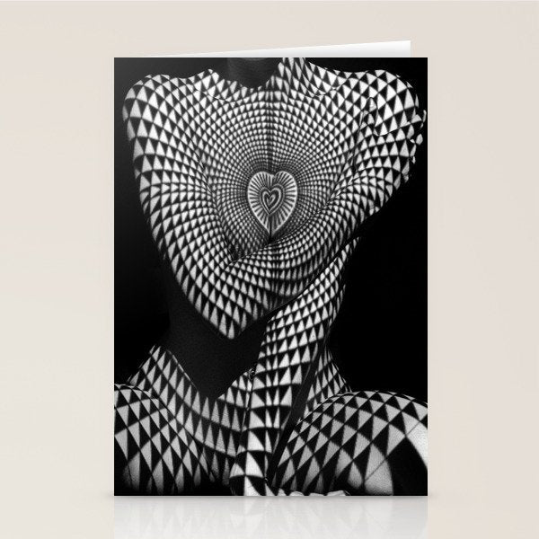 0622-JAL Heart Shape Pattern on Breasts and Nude Body Abstracted by Optical Patten Stationery Card Gallery Image 2