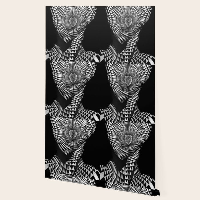 0622-JAL Heart Shape Pattern on Breasts and Nude Body Abstracted by Optical Patten Wallpaper Gallery Image 2