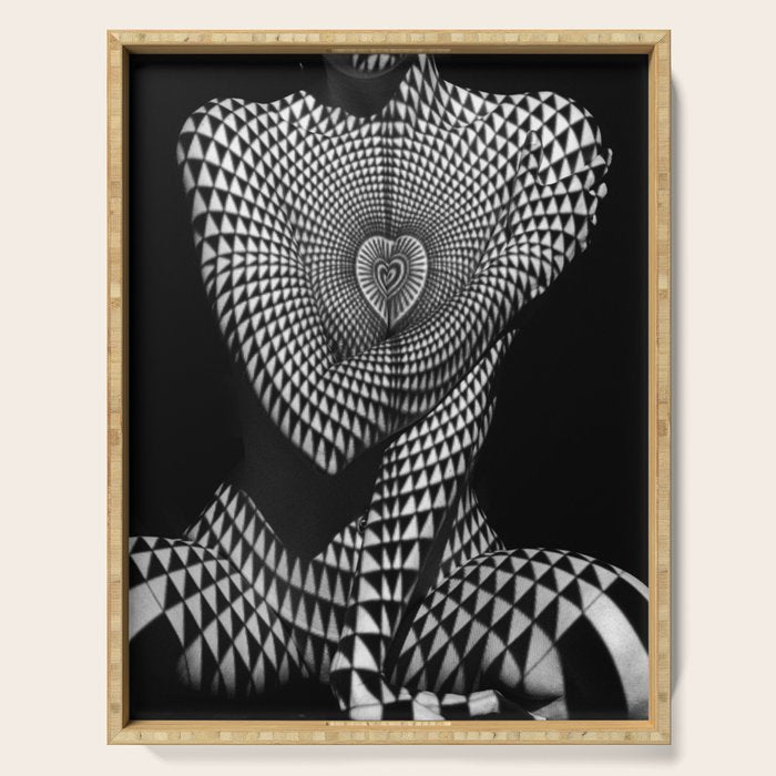 0622-JAL Heart Shape Pattern on Breasts and Nude Body Abstracted by Optical Patten Serving Tray Gallery Image 1