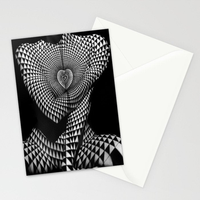 0622-JAL Heart Shape Pattern on Breasts and Nude Body Abstracted by Optical Patten Stationery Card Gallery Image 2