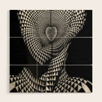 0622-JAL Heart Shape Pattern on Breasts and Nude Body Abstracted by Optical Patten Wood Wall Art Gallery Image 1