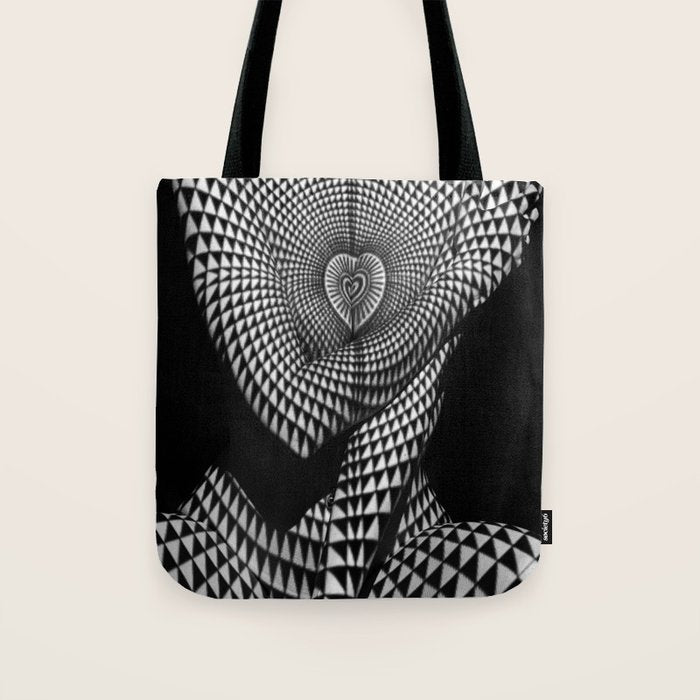 0622-JAL Heart Shape Pattern on Breasts and Nude Body Abstracted by Optical Patten Tote Bag Gallery Image 1