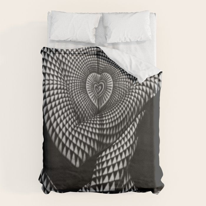 0622-JAL Heart Shape Pattern on Breasts and Nude Body Abstracted by Optical Patten Duvet Cover Gallery Image 6