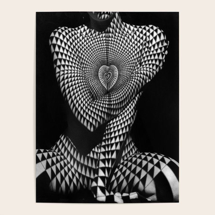 0622-JAL Heart Shape Pattern on Breasts and Nude Body Abstracted by Optical Patten Poster Gallery Image 4