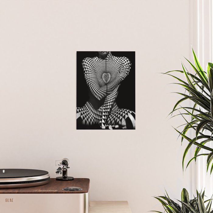 0622-JAL Heart Shape Pattern on Breasts and Nude Body Abstracted by Optical Patten Poster Gallery Image 2